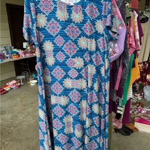 Blue Geometric Patterned Dress
